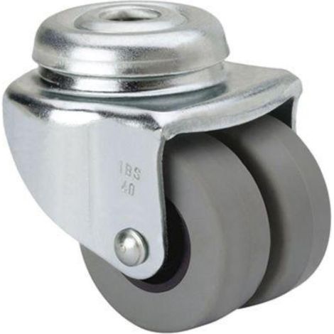 rueda giratora agujero m10 21ibsr40-pgi poliamix-goma gris (doble) eje liso (1/2)