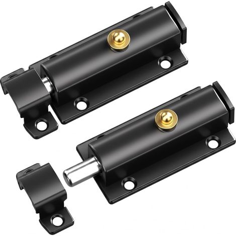 2pcs Verrou De Porte Automatique, Loquet À Ressort Noir En Acier Inoxydable Loquet Porte Boulons à Ressort en Acier Massif Avec Bouton à Ressort Automatique, pour Portes D'armoire Portails de Jardin (1/5)