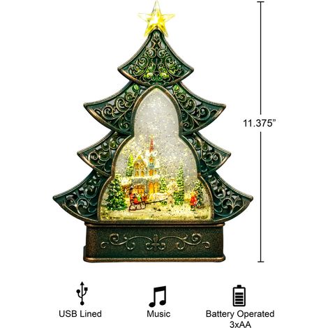Christmas Tree Light Up Nativity Water Snow Globe (1/5)