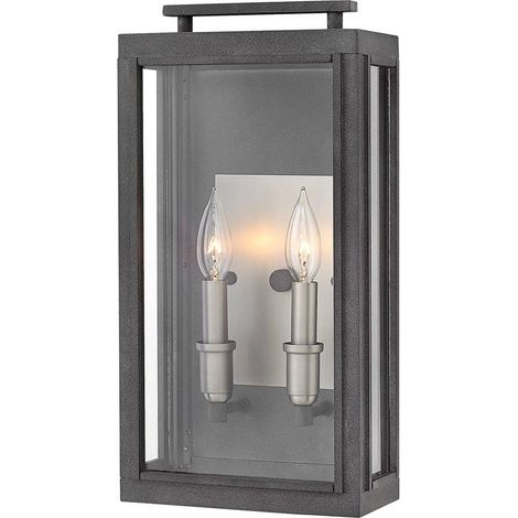 Sutcliffe Hinkley Outdoor 2-Licht-Wandlaterne im Alter von Zink IP44 (1/5)