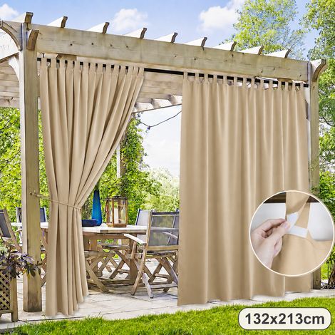 ROSNEK PatioShield Rideau extérieur occultant imperméable à pattes 132 x 213 cm panneau thermique Beige 1 pièce (1/5)