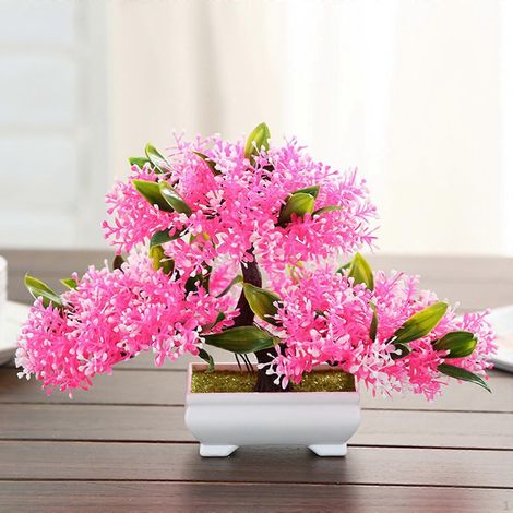 Arbre bonsaï artificiel, centre de table, décoration de cheminée, petite plante artificiellerose clair (1/5)