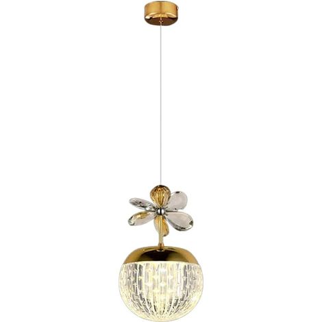 Suspension Pomme dorée, Lampe Suspendue en métal avec Abat-Jour sphérique en Acrylique, Lampes à Suspension de Chevet, Lustre LED Moderne, plafonniers décoratifs pour Chambre d’Enfants
