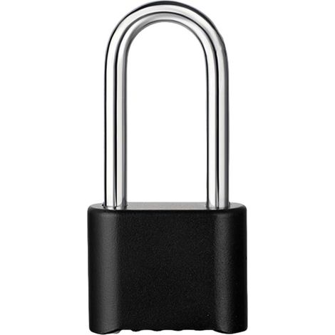1 Cadenas à combinaison, alliage de zinc, manille acier, longue poutre, noir, pour casier et portail (1/5)