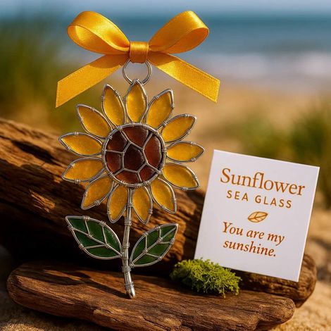 Ornement En Verre De Mer - Forme De Tournesol - Décor Murale Pour Chambre Ou Salon - Idéal Pour Thème Coastal Et Farmhouse - 1 Pièce