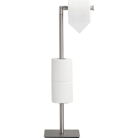 Porte-papier toilette sur pied, acier inoxydable brossé, fond carré (1/5)