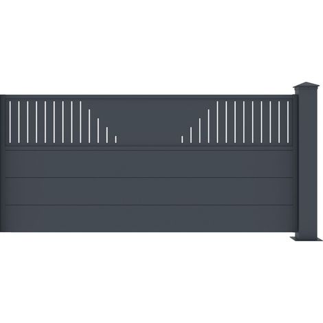 Clôture aluminium anthracite 190x89 cm X-Metal avec poteau (1/2)