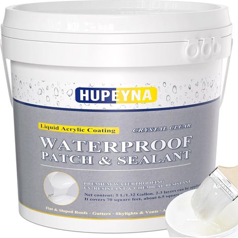 Agent Anti-Fuite Étanche Transparente, Revêtement Imperméable 5KG Membrane D'étanchéité Transparente, Multi Usages Imperméabilisant Pour Toilettes, Carrelage, Murs, Métal, Bois (1/5)