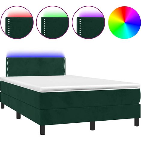 Maison Exclusive - Letto a Molle con Materasso e LED Verde Scuro 120x190cm Velluto (1/5)