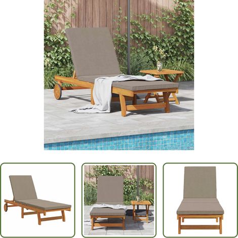 Chaise longue bois - Transat 1-personne Marron 63 x 199 x 85cm Bois d'acacia massif (1/5)