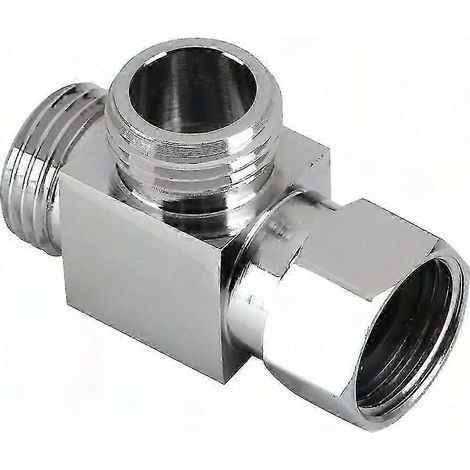 Raccord en T laiton chromé 1/2" - Dérivateur 3 voies pour flexible, adaptateur connecteur en forme de T, pour robinet d'angle et tuyau (1/5)