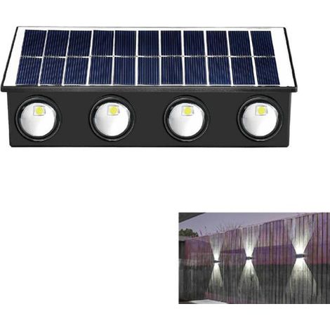 APPLIQUE 8 LED MURALE SOLAIRE IP65 BLANC FROID JARDIN TE-B0577
