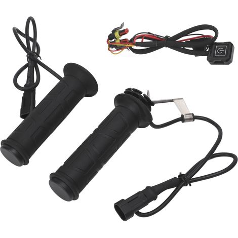 Elektrisch beheizte Griffe, 1 Paar, einstellbare Temperatur, Winter-Handwärmer für Motorrad/Quad, 7/8 Zoll Lenker, schwarz mit Schalter. (1/5)