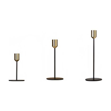 Ensemble de 3 chandeliers - Porte-bougie - Chandelier - Chandeliers de style européen - Chandeliers décoratifs - Chandeliers de différentes hauteurs - Fer - Noir et or (1/5)