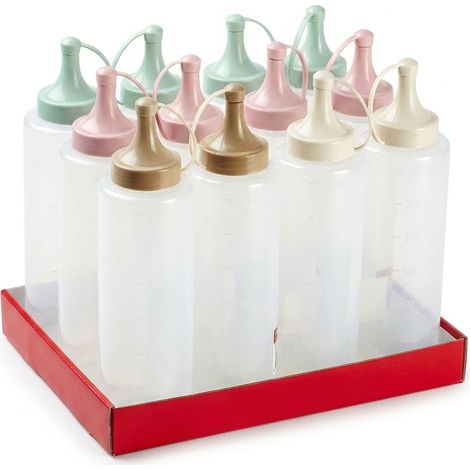 Set 12 Bottiglie Dosatrici / Flaconi Erogatori Hemax 400 ml Assortito (Verde/Rosa/Marrone) (1/4)