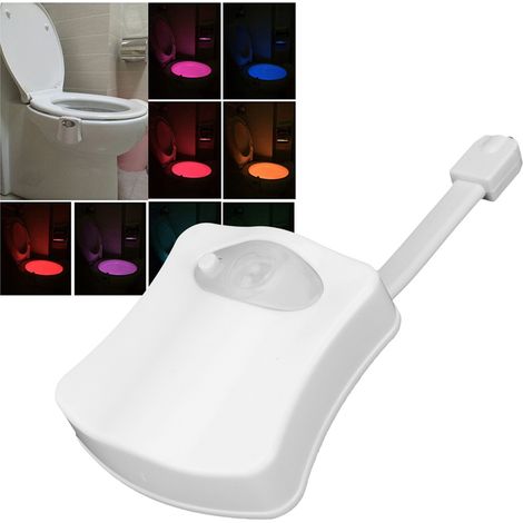 Lampe de Toilette LED Sensor avec 8 Couleurs, Veilleuse Suspendue pour Couvercle de WC, Éclairage Nuit Salle de Bain (1/5)