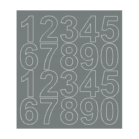 Números adhesivos autoadhesivos de 5 cm, color gris brillante. (1/2)