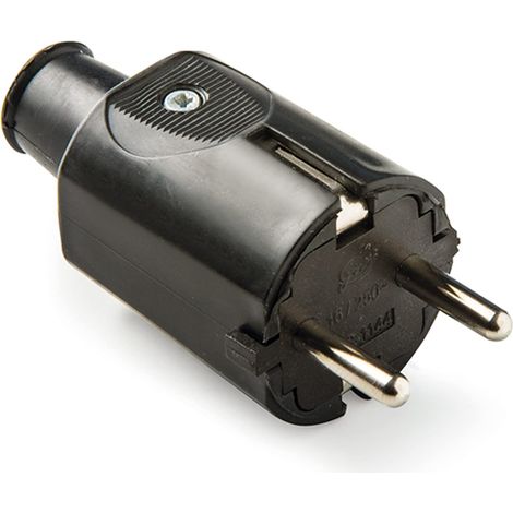 Famatel 1133 – Spina Schuko TT 16A /-250V, 100% gomma, IP-44, colore: nero (1/2)