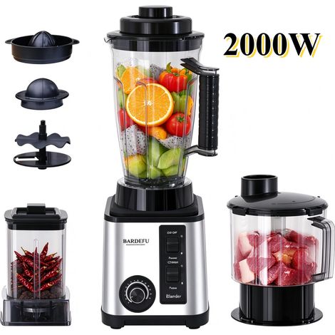 Blender mixeur 3L, Mélangeur 3 en 1, Blender smoothie 2000W, Robot Multifonctions, Sans BPA, acier inox, Facile nettoyer, 20000 rpm (1/5)