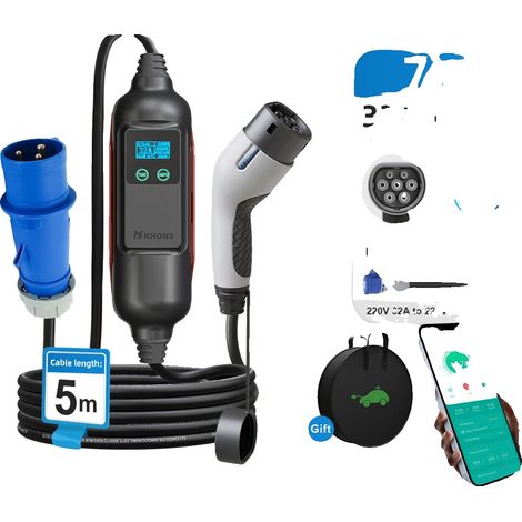 Chargeur EV Portable, 7KW de Puissance, Connectivité App WiFi, Adaptateur 7KW et 16A, TYPE2 (1/2)
