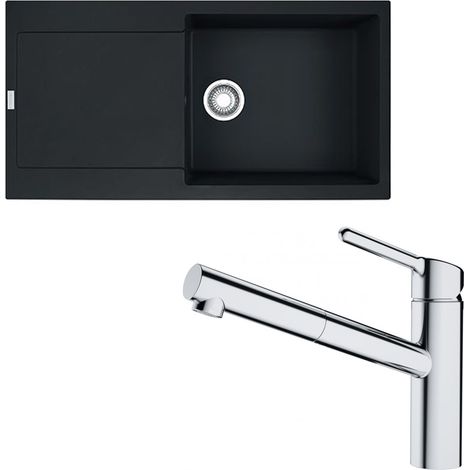 Pack évier XL Maris Fragranit noir mat 970 x 500 x 200 mm + mitigeur Orbit douchette - Franke (1/5)