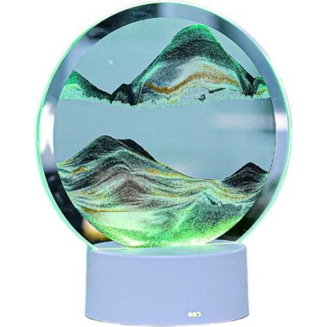 Sablier DArt DImage de Sable Coulant de Paysage Naturel Verre Transparent Rond Color Vert de Peinture
