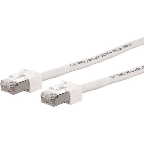 Metz Connect 13084V1088-E RJ45 Câble réseau, câble patch CAT 6 S/FTP 1.00 m blanc blindé, sans halogène, très flexible