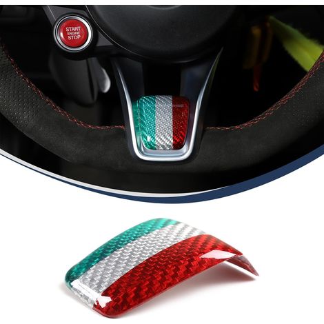 Emblème de Volant Autocollant Décoratif Fibre de Carbone Film Adhésif, Badge, Décoration pour Giulia Stelvio 2020-2021, Multicolore, Gris, Argent (1/5)