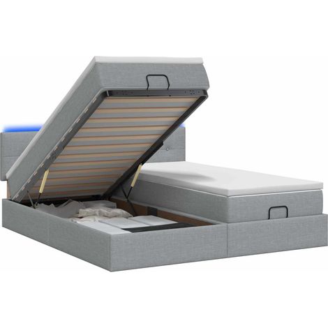 Maison Exclusive - Letto Ottomano con Materasso e LED Grigio Chiaro 180 x 200 cm (1/5)