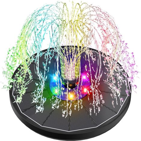 Colorful LED Solar Fountain, 3.5W Outdoor Floating Solar Pond Pump, 2200mAh Battery, 2025 Glass Solar Fountain with 6 Nozzles for Bird Bath Aquarium Garden
