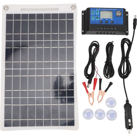 Ortviai Panneau Solaire Portable 12 W Semi-Flexible avec Sorties USB et DC pour Batterie 12 V – Idéal Camping, Caravane, Voiture (1/5)