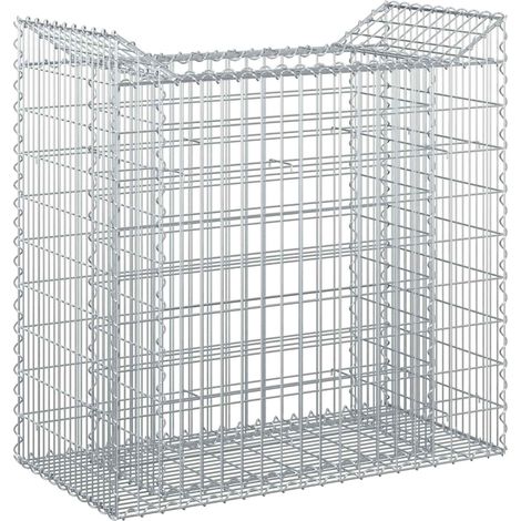 Gabionen-Hochbeet Silber vidaXL