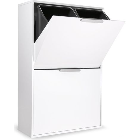 ARREGUI Ecoclas Cubo de basura y reciclaje de acero, mueble de reciclaje, blanco, 4 cubos: 4 x 17 L (68 L) CR601-E