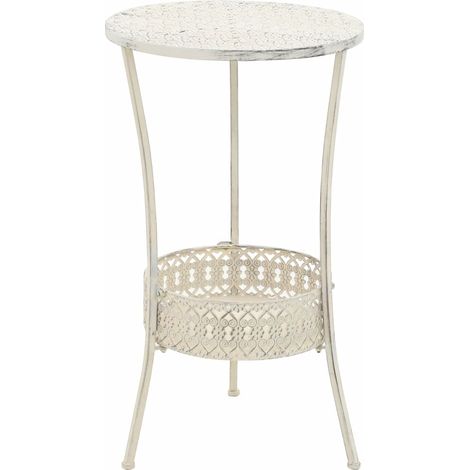 Table de bistro Style vintage Ronde Métal 40x70 Blanc (1/5)