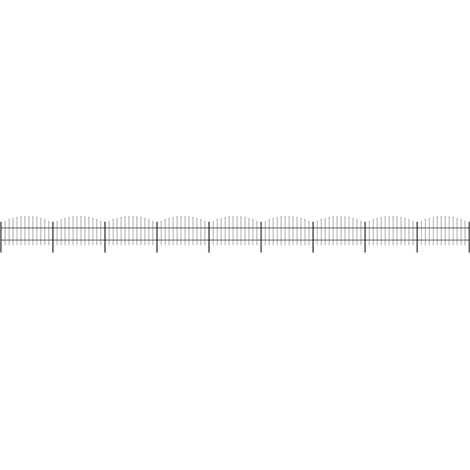Clôture de jardin,Barrière de jardin,Portail de jardin à dessus en lance Acier (0,75-1)x15,3 m Noir CNENE626507 (1/5)
