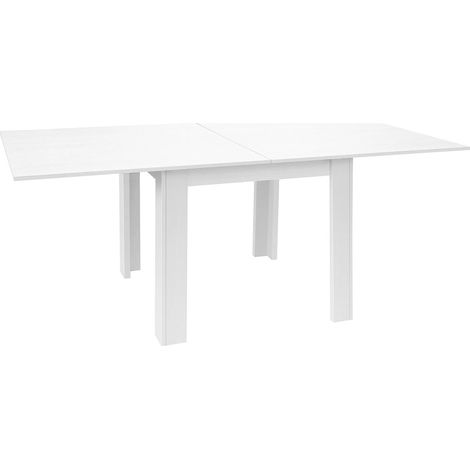 Table à manger, table de repas extensible coloris blanc - longueur 90-180 x profondeur 90 cm