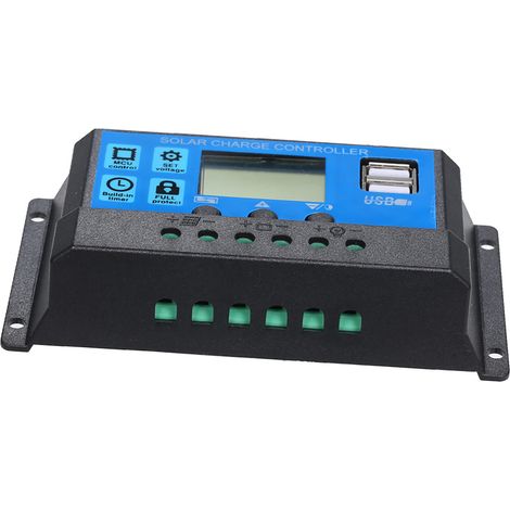 Contrôleur de charge solaire 20 A 12 V/24 V avec régulateur intelligent PWM et port USB 5 V 2,5 A (1/5)