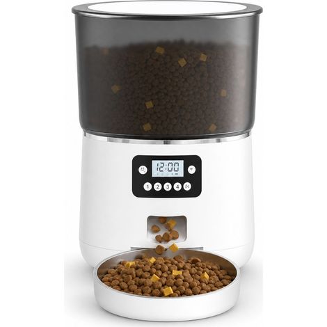 Distributeur automatique de nourriture pour animaux [Marque] [Modèle] 4.5L double bol en acier inoxydable programmable avec application maison (1/4)