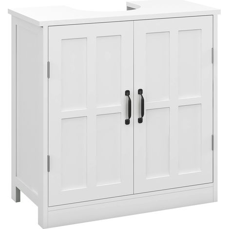 Meuble Sous-Lavabo Salle de Bain Double Porte Étagère Réglable Rangement Blanc 60 x 30 x 60 cm