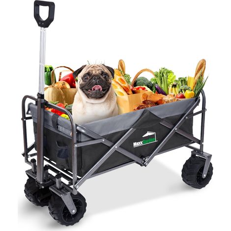 MaxxGarden - Carro plegable 90x50x55 cm - neumáticos macizos - todoterreno, carro de mano, remolque plegable, carro de playa, carro de jardín, exterior (1/5)