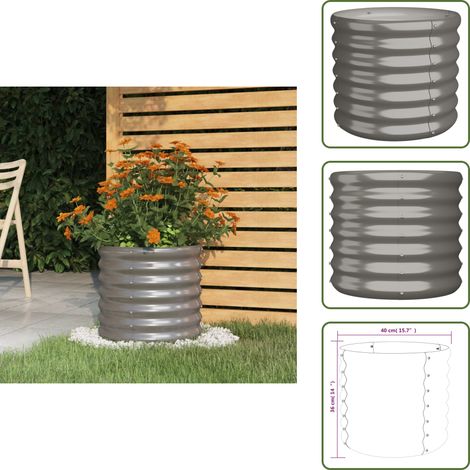Pflanzkübel Pulverbeschichteter Stahl 40x40x36 cm Grau - Pflanzkübel - Stahltöpfen - Gartentöpfe - Balkonpflanzen - Outdoor Dekoration (1/5)