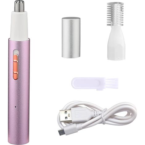 Tondeuse nez rechargeable 4 en 1 pour hommes et femmes - Épilateur indolore pour sourcils, visage et oreilles (Violet) (1/4)