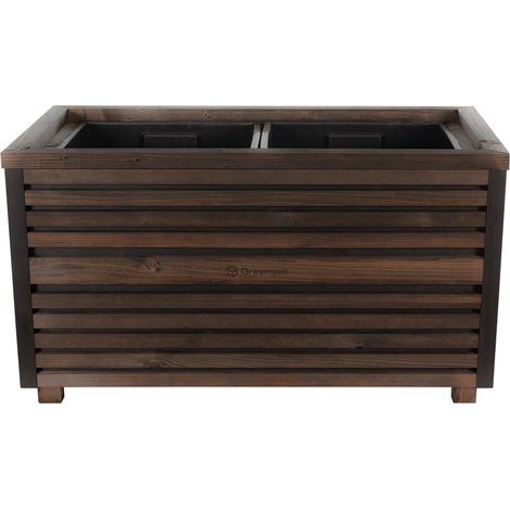 Pot de fleurs en bois Greenspot excellent avec lattes 80x40x45cm - Pot de fleurs élégant pour terrasses et balcons pour arbres, arbustes et fleurs - Pot de fleurs design, massif - Couleur palissandre (1/5)
