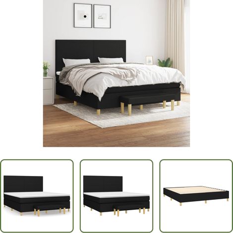 vidaXL Kopfteil - Boxspringbett mit Matratze Schwarz 180x200 cm Stoff (1/5)