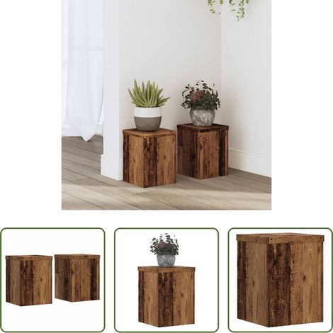 Holzwerkstoff - Pflanzenständer 2 Stk. Altholz-Optik 15x15x20 cm Holzwerkstoff (1/5)
