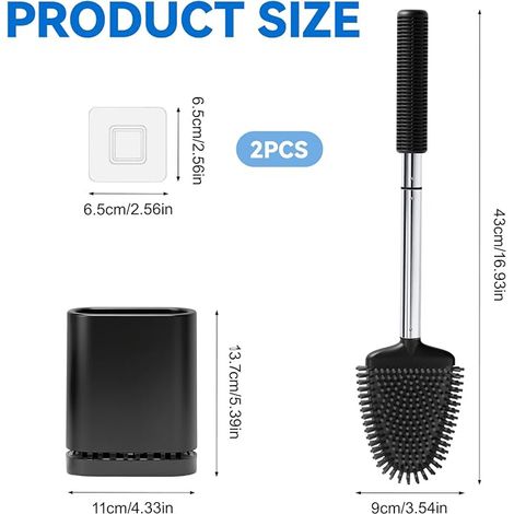 Silicone Toilet Brush with Breathable Base Black (1/4)