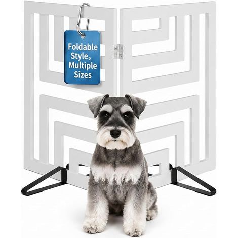 Dog Stair Barrier with 4 Panels 2 Brackets White Square 2 Panels 24 H x 94 cm L (1/5)