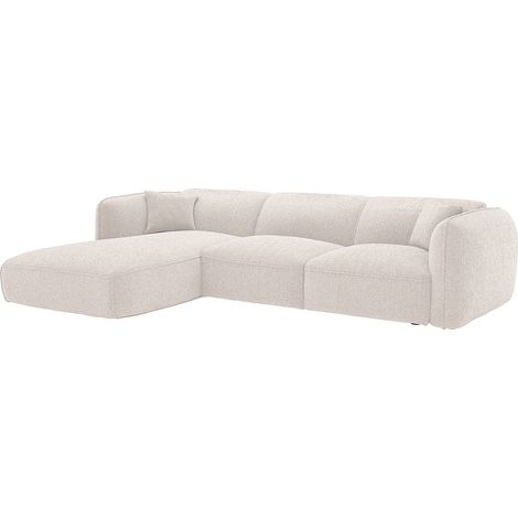 Divano angolare sinistro in tessuto ciniglia beige - CAMILIO di Maison Céphy (1/5)
