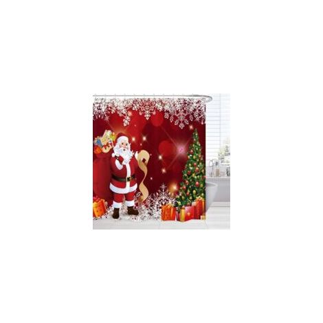 Weihnachtliche Duschvorhänge fürs Badezimmer, mit Weihnachtsbaum- und Schneeflockenmuster - Crezuo