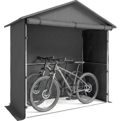 Capanno da Giardino 1.1x2 m con Porta Avvolgibile, Tenda Garage per Bici e Moto, Grigio Scuro (1/5)